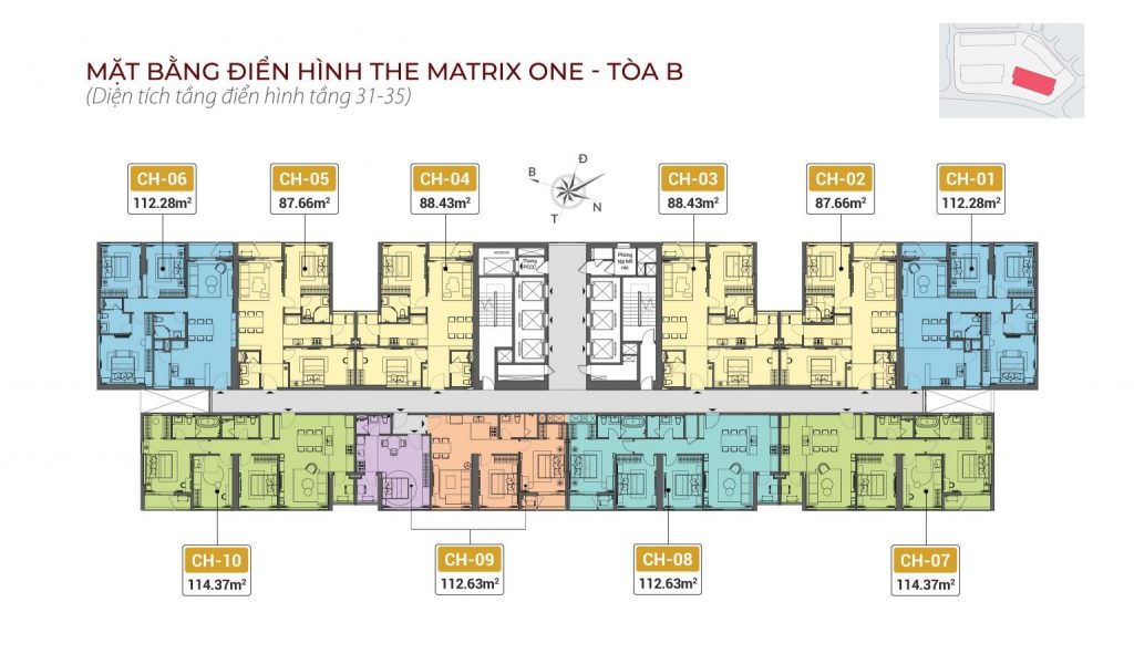 Mặt bằng tầng 31-35 tòa B The Matrix One