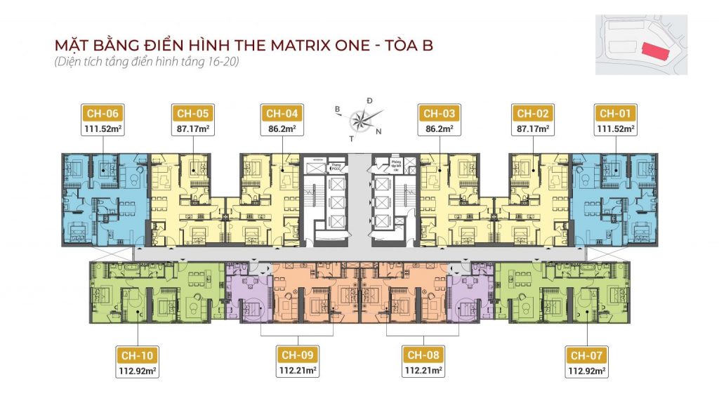 Mặt bằng tâng 16-20 tòa B The Matrix One